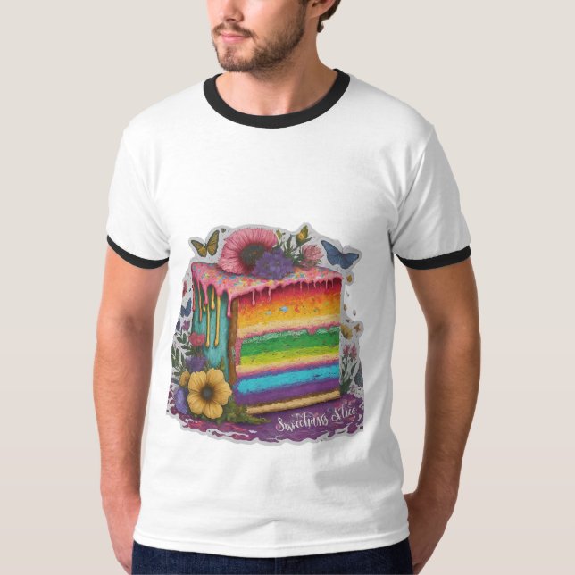 Camiseta Diversidade doce: alegria colorida em cada mordida (Frente)