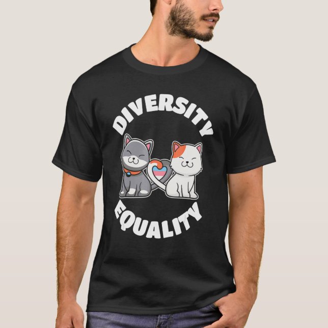 Camiseta Diversidade E Igualdade Gato De Lbgt Transgênero (Frente)