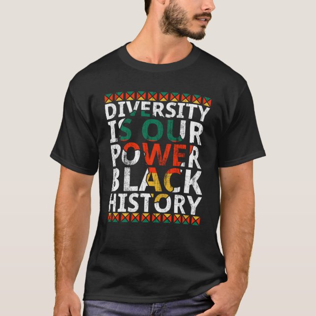 Camiseta Diversidade É Nosso Poder Mês da História Negra Af (Frente)
