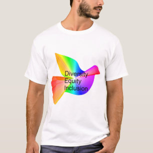 Camiseta Diversidade Equidade Inclusão com pomba de paz arc