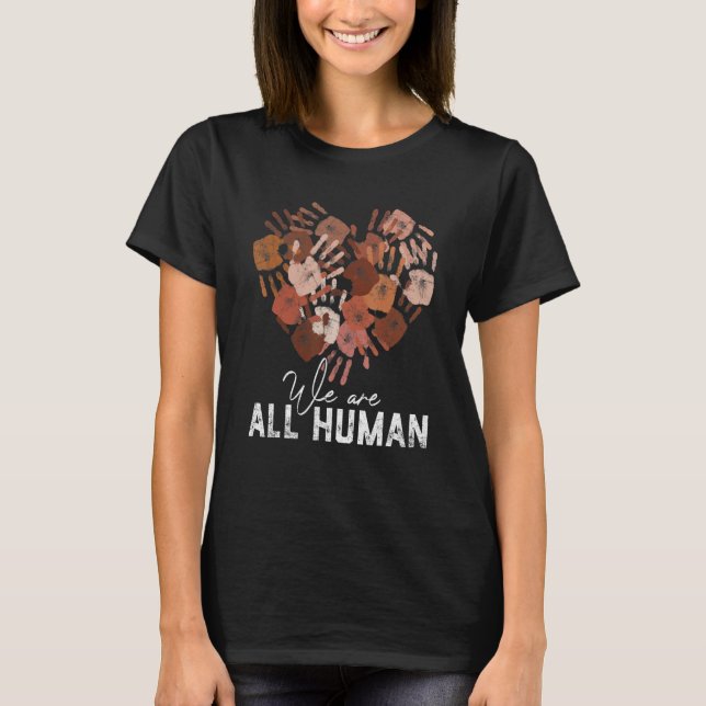 Camiseta Diversity Melanin Skin Tone Hand Heart We Are All  (Frente)