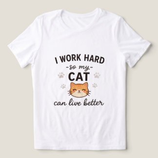 Camiseta Divertida Amante de Gatos Trabalhe Duro