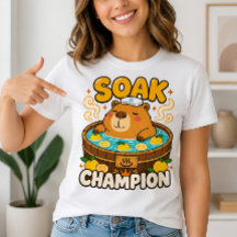 Camiseta Divertida Capivara Kawaii Campeã de Banho