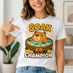 Camiseta Divertida Capivara Kawaii Campeã de Banho