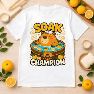 Camiseta Divertida Capivara Kawaii Campeã de Banho