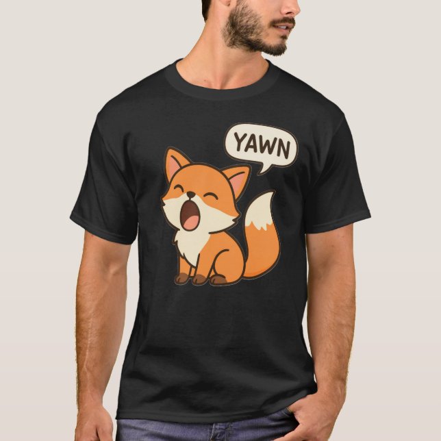 Camiseta Divertida da Raposa Bocejando – Animal Ad (Frente)