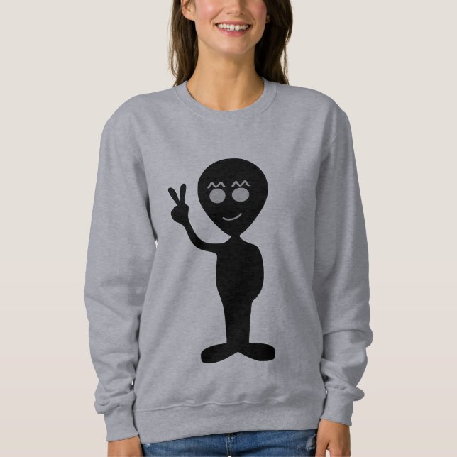 Camiseta divertida de alienígena com sinal de paz (Frente)