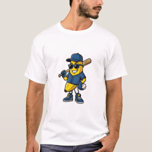 : Camiseta Divertida de Beisebol Banana Mascote Es