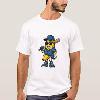 : Camiseta Divertida de Beisebol Banana Mascote Es