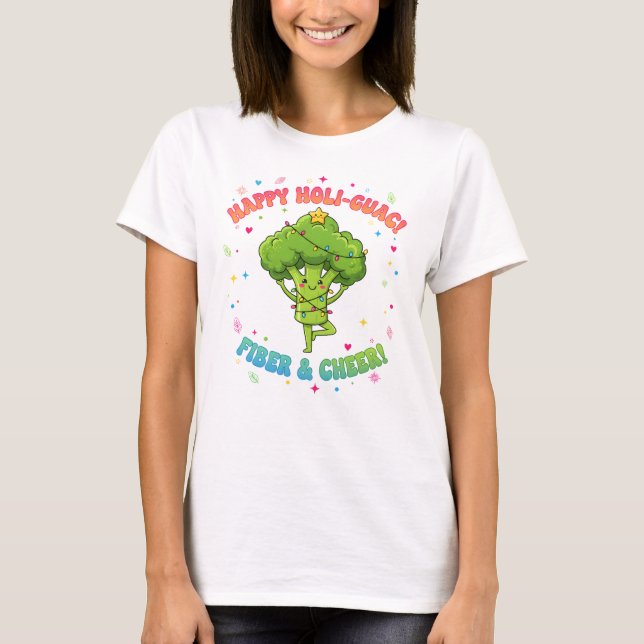 Camiseta Divertida de Brócolis – Design Feliz Holi (Frente)