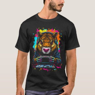 Camiseta Divertida de Capivara Fone de Ouvido Cont