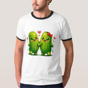 Camiseta Divertida de Casal de Pepino Kawaii Fo