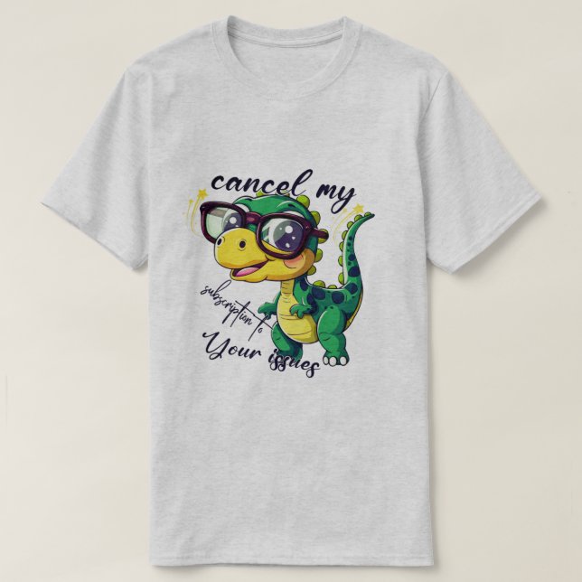 Camiseta Divertida de Dinossauro – "Cancelar minha (Frente do Design)