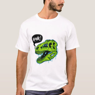 Camiseta Divertida de Dinossauro T-Rex RAWR - Verd