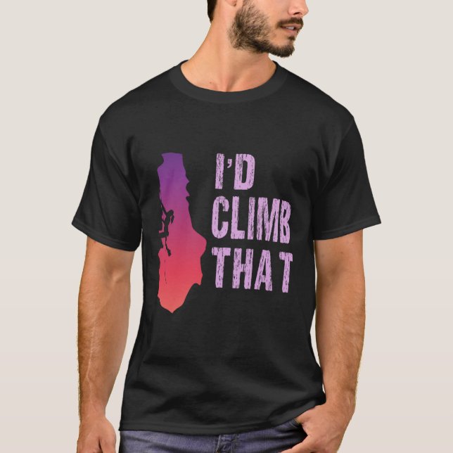 Camiseta Divertida de Escalada em Rocha Eu Escalar (Frente)
