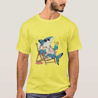 Camiseta Divertida de Férias de Tubarão