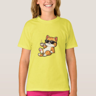 Camiseta Divertida de Gato Legal com Óculos de Sol