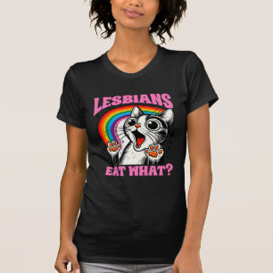 Camiseta Divertida de Gato Lésbico com Arco-íris –