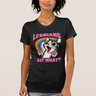 Camiseta Divertida de Gato Lésbico com Arco-íris –