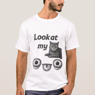 Camiseta Divertida de Gato Olhe para o Meow Fofo M
