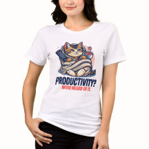 Camiseta Divertida de Gato – “Produtividade? Nunca