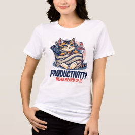 Camiseta Divertida de Gato – “Produtividade? Nunca