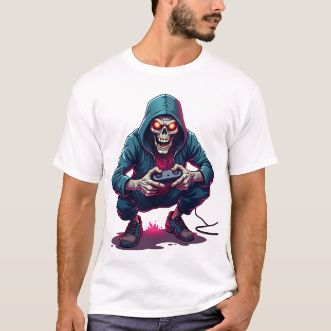 Camiseta Divertida de Halloween para Jogadores de  (Frente)