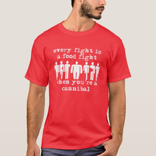 Camiseta Divertida de Luta de Comida Canibal Humor (Frente)