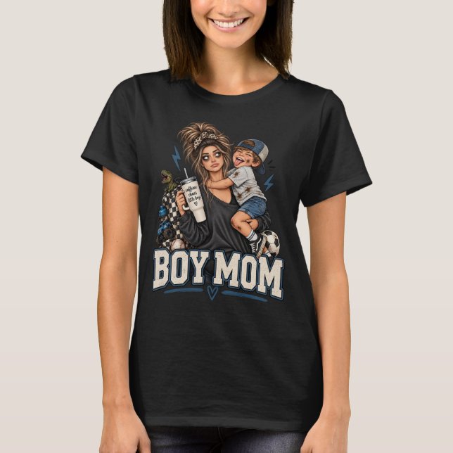 Camiseta Divertida de Mãe de Menino Caos (Frente)