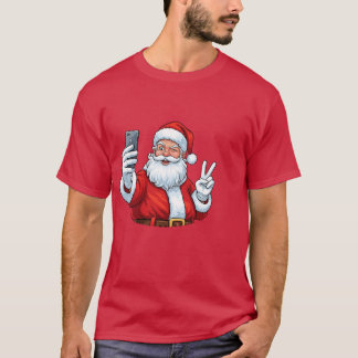 Camiseta Divertida de Natal – Selfie do Papai Noel