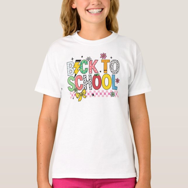 Camiseta divertida de Padrões "Volta à escola" (Frente)