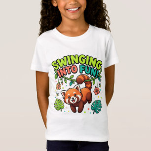 Camiseta Divertida de Panda Vermelho Fofo   Crianç