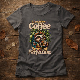 Camiseta Divertida de Preguiça Bebedor de Café