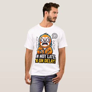 Camiseta Divertida de Preguiça — Não Estou Atrasad