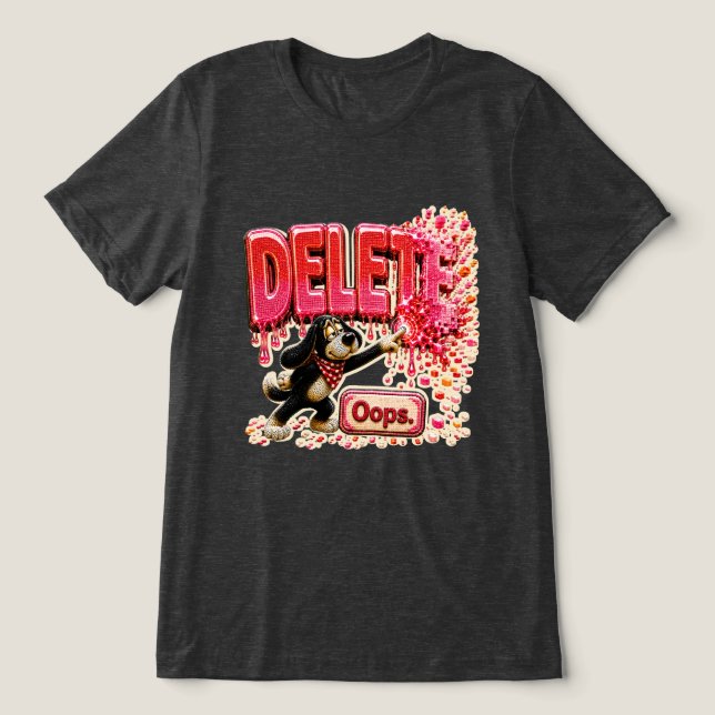 Camiseta Divertida de Tecnologia 'Delete Oops' par (Design frontal)