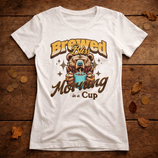Camiseta Divertida de Urso Bebedor de Café (Criador carregado)