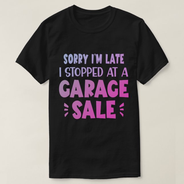 Camiseta Divertida de Venda de Garagem, Lavanda e  (Frente do Design)