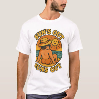 Camiseta Divertida de Verão para Praia Suns Out Bu