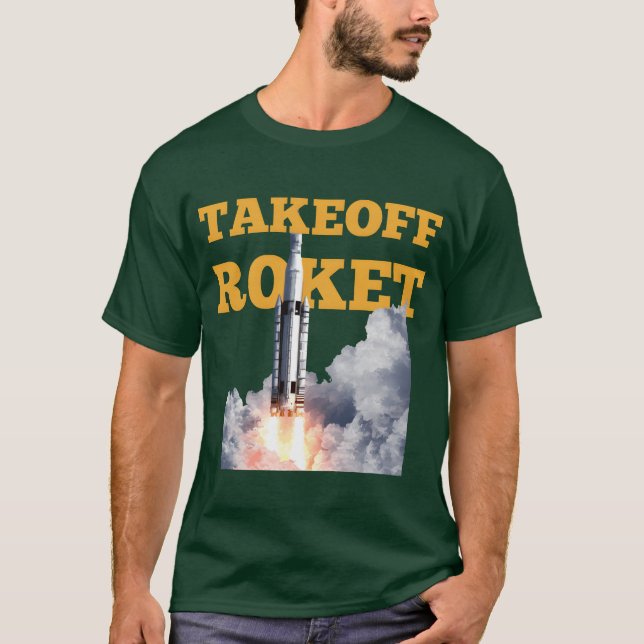 Camiseta divertida do foguete decolagem (Frente)