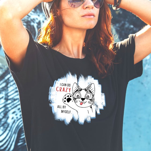 Camiseta Divertida do Gato Maluco (Criador carregado)