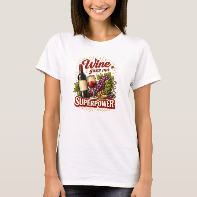 Camiseta Divertida Força Sobre-Humana Vinho (Frente)