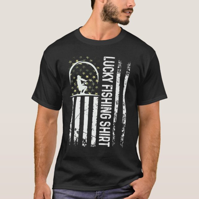 Camiseta Divertida Pesca Sortuda Para Pescar (Frente)