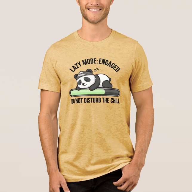 Camiseta Divertida Presente Panda Modo Preguiçoso  (Frente)