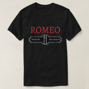 Camiseta Divertida Romeo Homens Velhos Aposentados