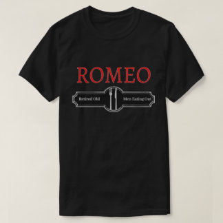 Camiseta Divertida Romeo Homens Velhos Aposentados