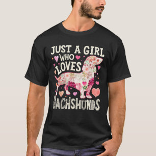 Camiseta Divertida Uma Garota Que Ama Silhueta De Cachorro