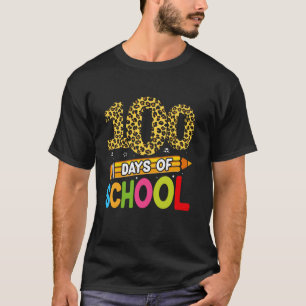 Camiseta Divertido 100 Dias De Escola Professor Leopardo Cr