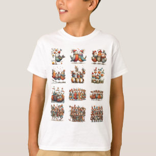 Camiseta Divertido 12 Dias de Natal Meninos