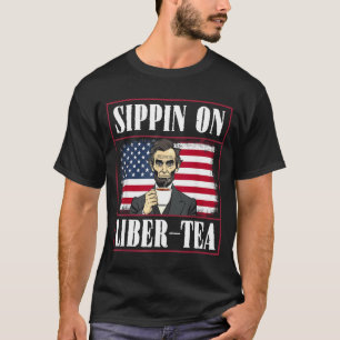 Camiseta Divertido 4 de Julho Sipn Em Liber-Tea Liberdade