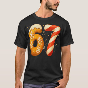Camiseta Divertido 67 Seis Sete Meme Natal Biscoito de Geng